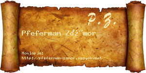 Pfeferman Zámor névjegykártya